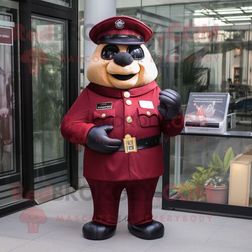 Personnage De Costume De Mascotte Redbrokoly D'officier De Police Marron Habillé D'une Robe Taille Empire Et De Porte-Documents