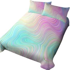 Sjzg-Parure De Lit 2 Pièces En Seersucker Avec Housse De Couette 135 X 200 Cm Et Taie D'oreiller De 80 X 80 Cm, En Microfibre Douce Et Respirante, À Rayures, Blanches