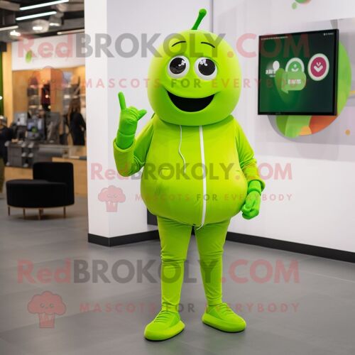 Personnage De Costume De Mascotte Redbrokoly De Prune Vert Citron Vêtu D'un Jegging Et De Montres Intelligentes