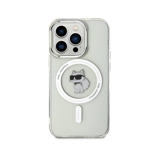 Coque MagSafe pour iPhone 15 Pro IML à Motif Choupette Assise Karl Lagerfeld Transparent