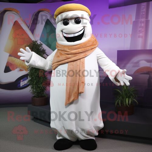 Personnage De Costume De Mascotte Redbrokoly White Burgers Habillé D'un Cover-Up Et D'écharpes