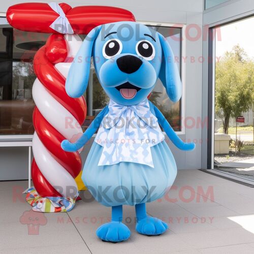 Personnage De Costume De Mascotte Redbrokoly De Hot Dogs Bleu Ciel Habillé D'une Jupe Et De Noeuds Papillon