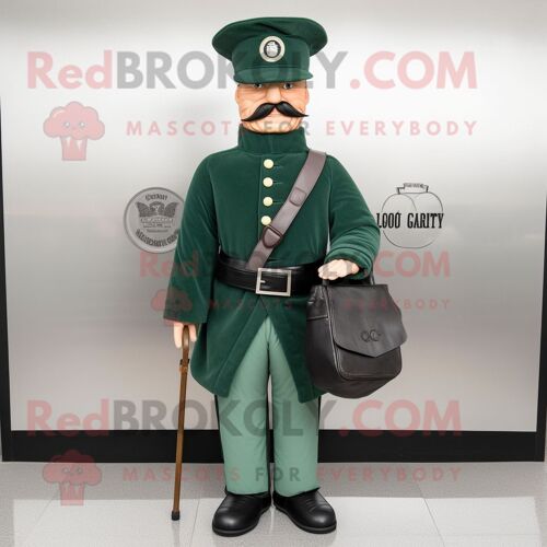 Personnage De Costume De Mascotte Redbrokoly De Soldat De La Guerre Civile Vert Forêt Vêtu D'une Veste Et De Porte-Monnaie