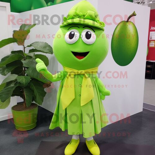 Personnage De Costume De Mascotte Redbrokoly Cerise Vert Citron Vêtu D'une Chemise Et D'écharpes