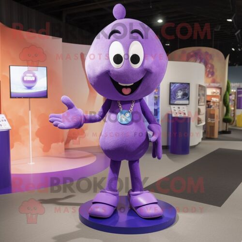 Personnage De Costume De Mascotte Redbrokoly Pendentif Violet Habillé Avec Un Jegging Et Des Pinces À Chaussures