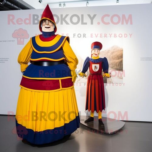 Personnage De Costume De Mascotte Redbrokoly De La Garde Suisse Vêtu D'une Jupe Longue Et D'anneaux