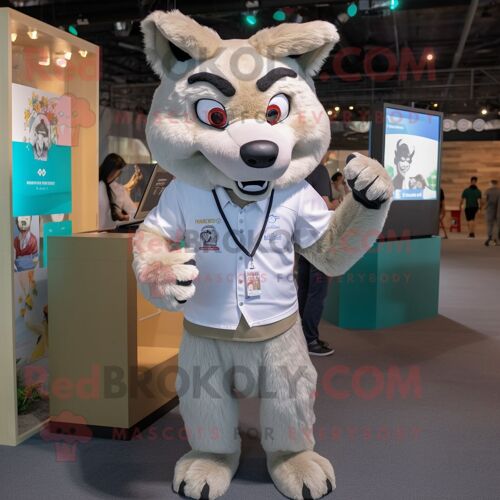 Mascotte Redbrokoly De Personnage De Loup Beige Habillé D'un Tee-Shirt Et De Porte-Clés