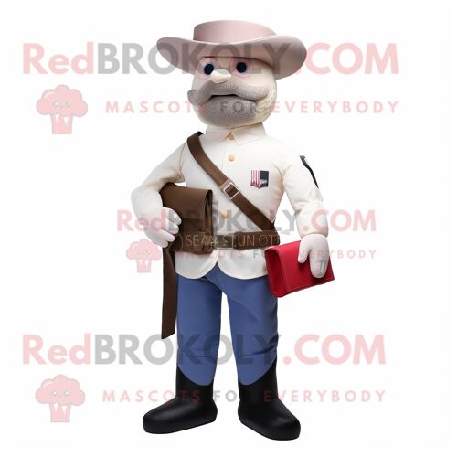 Personnage De Costume De Mascotte Redbrokoly De Soldat Blanc De La Guerre Civile Habillé D'un Polo Et De Portefeuilles