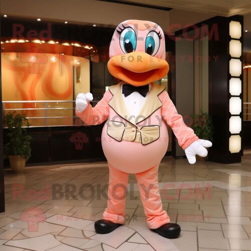 Personnage De Costume De Mascotte Redbrokoly Peach Snake Habillé D'une Culotte Et De Noeuds Papillon
