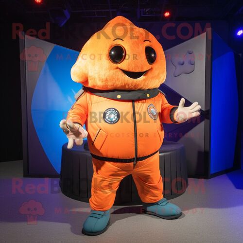 Personnage De Costume De Mascotte Redbrokoly Rayon Orange Habillé D'un Blouson Aviateur Et De Coussinets Pour Les Pieds