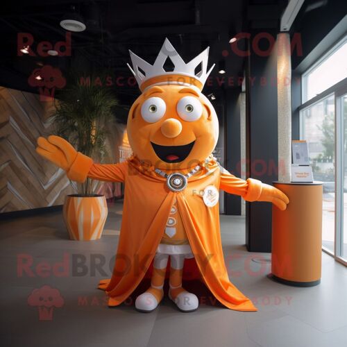 Personnage De Costume De Mascotte Redbrokoly Orange King Habillé D'une Veste De Costume Et D'écharpes