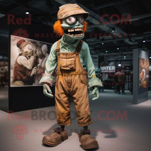 Personnage De Costume De Mascotte Redbrokoly Rust Undead Habillé D'une Salopette Et De Lacets De Chaussures