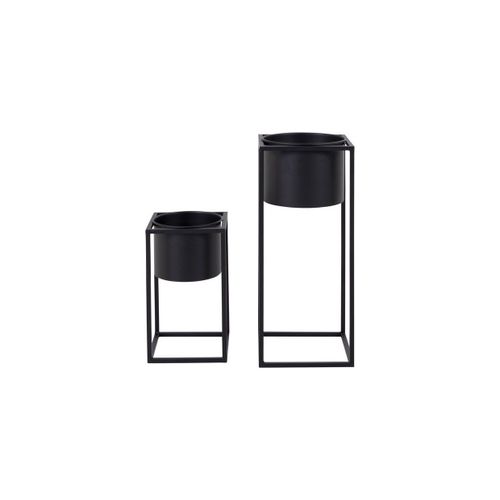 Lot De 2 Pots Par Plantes Marla, Noir, 19,5x19,5x50,5 Cm