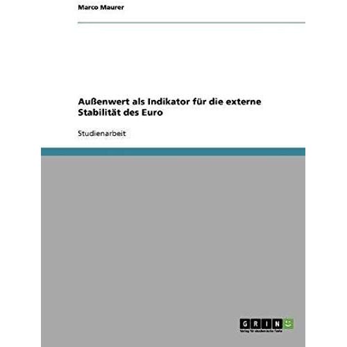 Außenwert Als Indikator Für Die Externe Stabilität Des Euro