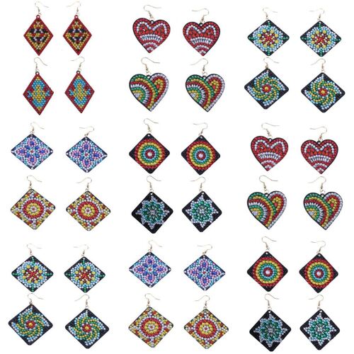 Kit De Boucles D'oreilles De Peinture Diamant 5d Diy, Perceuse Double Face, Boucles D'oreilles Faites À La Main Pour Femmes Et Filles, Bijoux En Mosaïque, Cadeaux