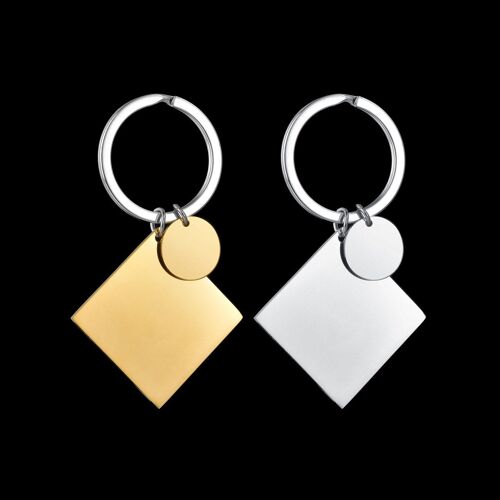 Porte-clés carré rond personnalisé avec Date et nom gravés, cadeau pour Couples, petite amie, petit ami, 2 pièces/ensemble