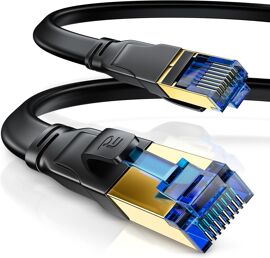 KALANKA-CSL ¿ Câble réseau plat CAT 8.1 10 m 40 Gbits ¿ Câble réseau LAN ¿ Câble Ethernet CAT 8 Gigabit RJ45 ¿ Vitesse de fibre optique ¿ Câble plat ¿ Câble de pose ¿ Cat 6 Cat 7 Cat 8 10 m