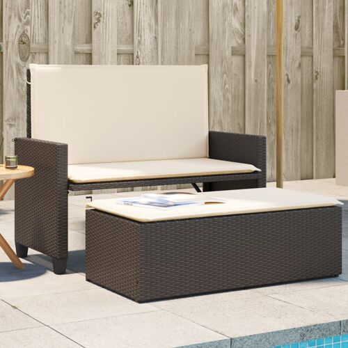 Vidaxl Banc De Jardin Et Coussins Et Repose-Pied Marron Résine Tressée