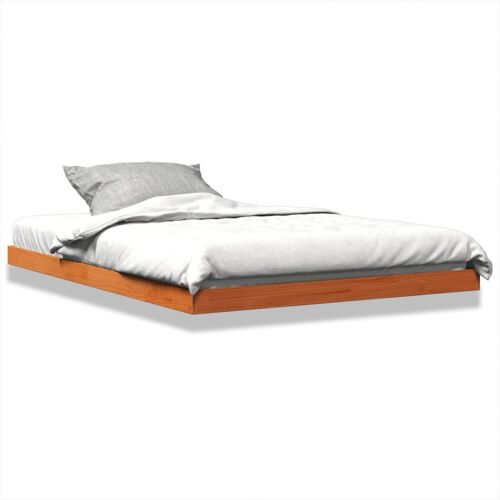 vidaXL Cadre de lit sans matelas cire marron 135x190cm bois pin massif