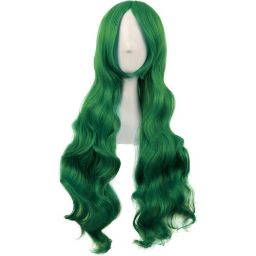 Tianyi-31 Pouces/80 Cm Longue Naturel Volume Kanekalon Fibre Side Frange Cosplay Bouclé Perruque (Herbe Vert)