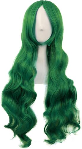 Tianyi-31 Pouces/80 Cm Longue Naturel Volume Kanekalon Fibre Side Frange Cosplay Bouclé Perruque (Herbe Vert)