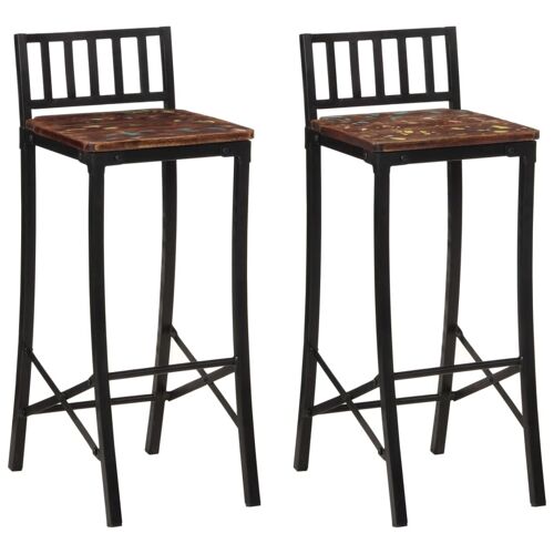 vidaXL Chaises de bar lot de 2 bois de récupération massif
