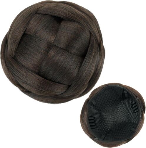 KALANKA-Taille Moyenne Tressé Chignon Danseur Couverture De Cheveux Beignet Pièces De Cheveux Accessoires Chouchous Chignon Perruque Chignon Fête De Mariage Pour Les Femmes (Chocolate Brown)