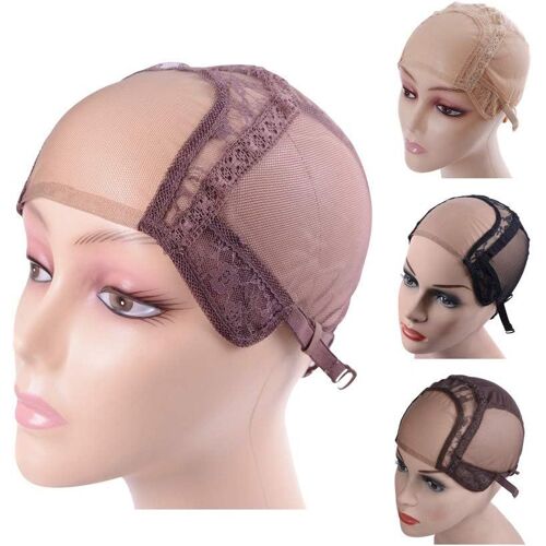 Kalanka-Bonnet Perruque Femme Confection Capuchon De Filet Perruque Suisse En Dentelle Suisse De 4"X4" Avec Capuchon De Perruque (Marron L 56cm) 