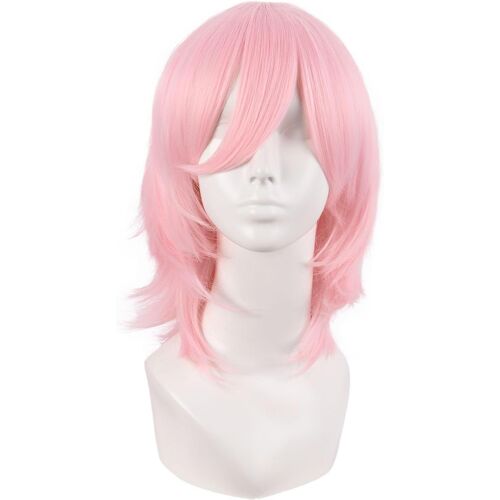Kalanka-14 Pouces/35 Cm Court Cosplay Costume Anime Perruques Wolf Tail Synthétique Cheveux Fête Perruques (Léger Rose Blanc) 