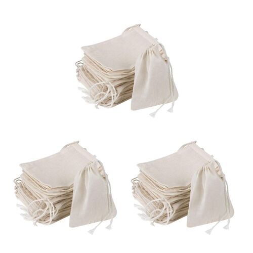 Sacs en coton à cordon coulissant, sacs en mousseline, pour préparer le thé (4X3 pouces), 300 pièces