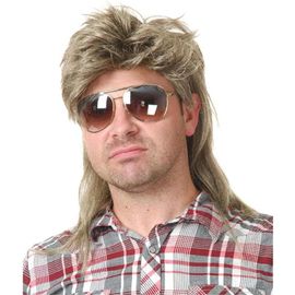 Kalanka-Hommes Mullet Perruque 70 's 80 Vintage Cosplay Costume Perruque Rock Disco Fantaisie Perruque Blonde