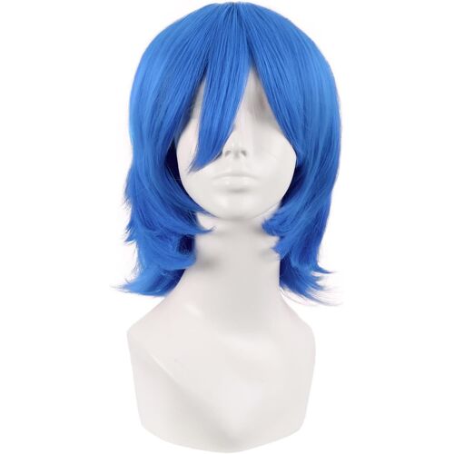 Kalanka-14 Pouces/35 Cm Court Cosplay Costume Anime Perruques Wolf Tail Synthétique Cheveux Fête Perruques (Bleu) 