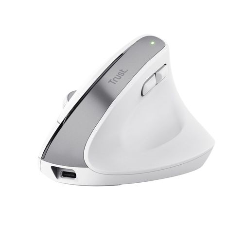 Trust Bayo+ Souris Ergonomique Sans Fil Multi-appareils Bluetooth + RF, Verticale Rechargeable - Blanc