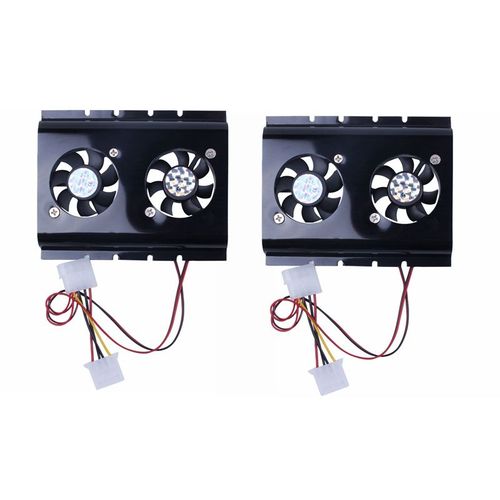 2x Noir 3.5 Sata Ide Disque Dur Hdd 2 Ventilateur Refroidisseur Pour Pc