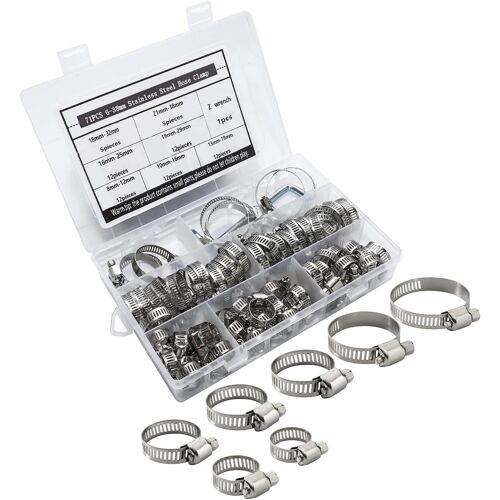 71 Pièces Collier de Serrage Réglables 6-38mm Colliers de Serrage Acier Inoxydable Serre-Joints à Tuyau pour Fixation Souples Durites
