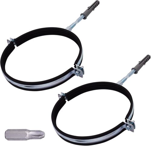 Lot de 2 supports de tuyau avec garnitures en caoutchouc pour tuyaux de 160 mm, supports de tuyaux pour montage mural et au plafond, colliers de serrage