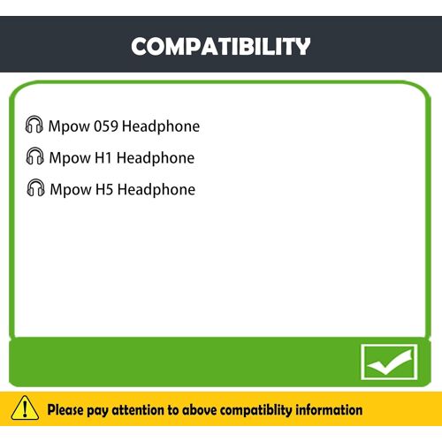 Coussinets d'oreille de Remplacement Confortables compatibles avec Le Casque Bluetooth Mpow 059/H1/H5 Coussinets d'oreille en Cuir Souple/Mousse de Haute qualité