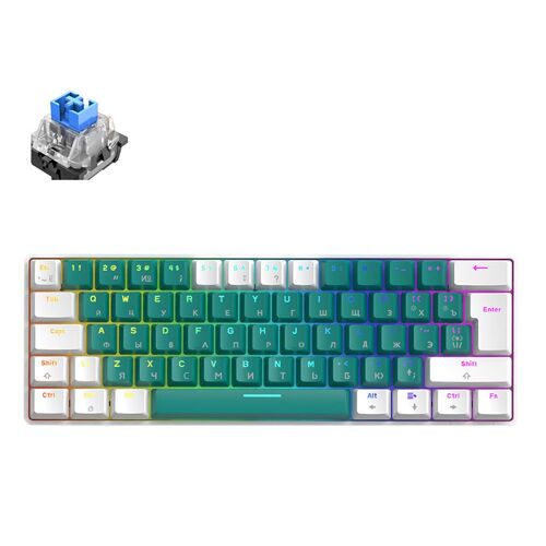 Clavier de jeu mécanique filaire T60, avec interrupteur rouge/bleu, 62 touches, USB, Portable, voyage, pour ordinateur de bureau