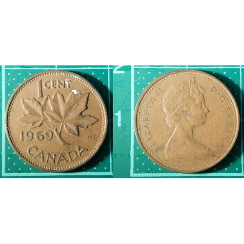1 Cent Élizabeth Ii 2e Effigie 1969, Canada, Bronze, Pièce De Monnaie