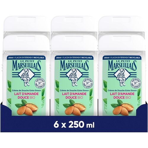 Le Petit Marseillais Crème De Douche Extra Douce Lait D'Amande Douce Bio (Lot De 6 Flacons De 250 Ml) 