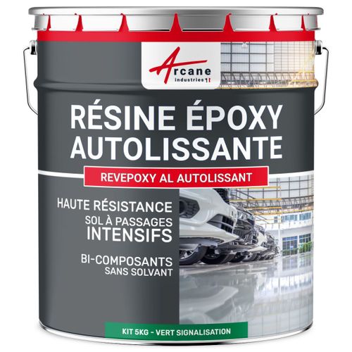 Résine Epoxy Autolissante - Peinture pour Sol : Déco intérieure, Atelier - Effet Miroir Vert signalisation - RAL 6024 5 kg