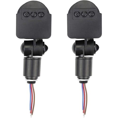 2pcs DC 12V Outdoor Infrared PIR Monitor Sensor Switch Automatic Infrared PIR Movement Detector Wall Mount Timer Outdoor PIR Motion Sensor LED Light Switch