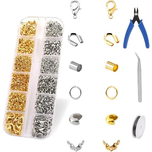 Perles Pour Bracelet, Perles, Ensemble De Perles À Écraser 1200 Pièces, Fourni Avec Outils Pour La Confection De Bijoux, Pour La Réparation De Colliers Et La Fabrication De Bijoux