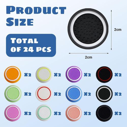 Lot de 24 capuchons de joystick compatibles avec les manettes PS4/PS5, en silicone, accessoires de manette compatibles avec Xbox One Series