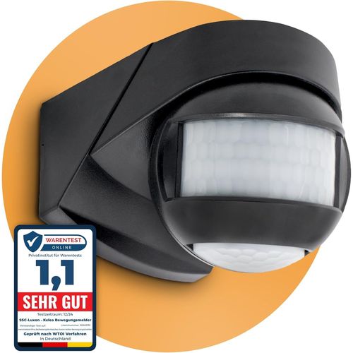 KELEA Détecteur de mouvement avec capteur crépusculaire extérieur IP54 pour mur, plafond et coins - Capteur PIR noir rotatif réglable