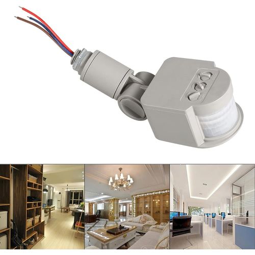 Capteur de Mouvement Infrarouge, Détecteur de Mouvement Tête Orientable LED Extérieur 180 Degrés, Interrupteur Automatique, pour Sécurité Extérieure