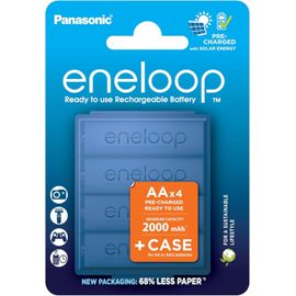 Piles Rechargeables AA/Mignon, Lot de 4 avec Case Bleu, capacité de Min. 2000 mAh, Piles Ni-MH, prêt à l'emploi, Rechargeables jusqu'à 2000 Fois, Emballage sans Plastique, Standard, Blanches