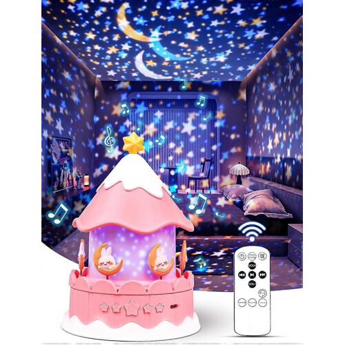 Projecteur d'étoiles pour enfants - Lampe musicale licorne 21 films, décoration de chambre de princesse, cadeau idéal pour anniversaire, Noël et Nouvel An