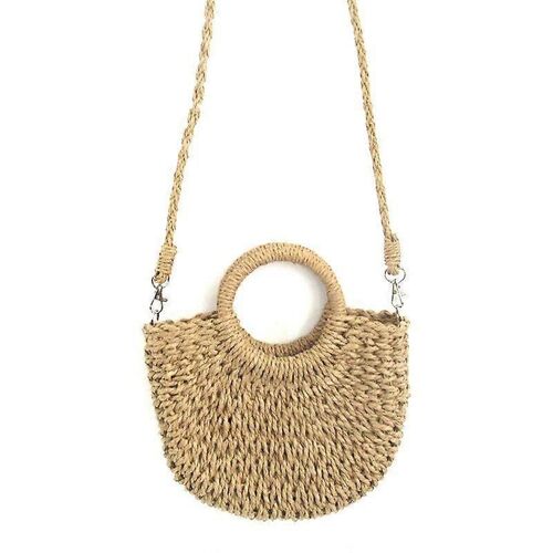 Sac à main pour femme, sac à bandoulière, sac en paille, vacances, plage, grande capacité, respirant, couleur unie, folk, blanc cassé, kaki