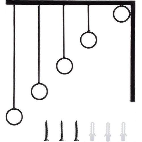 Portant À Vêtements Mural En Métal À 5 Anneaux, Noir (B-2-V)